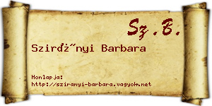 Szirányi Barbara névjegykártya